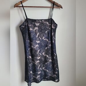 Express Women Small Black Lace Slip Dress Black Blue Floral Romantigoth Feminine